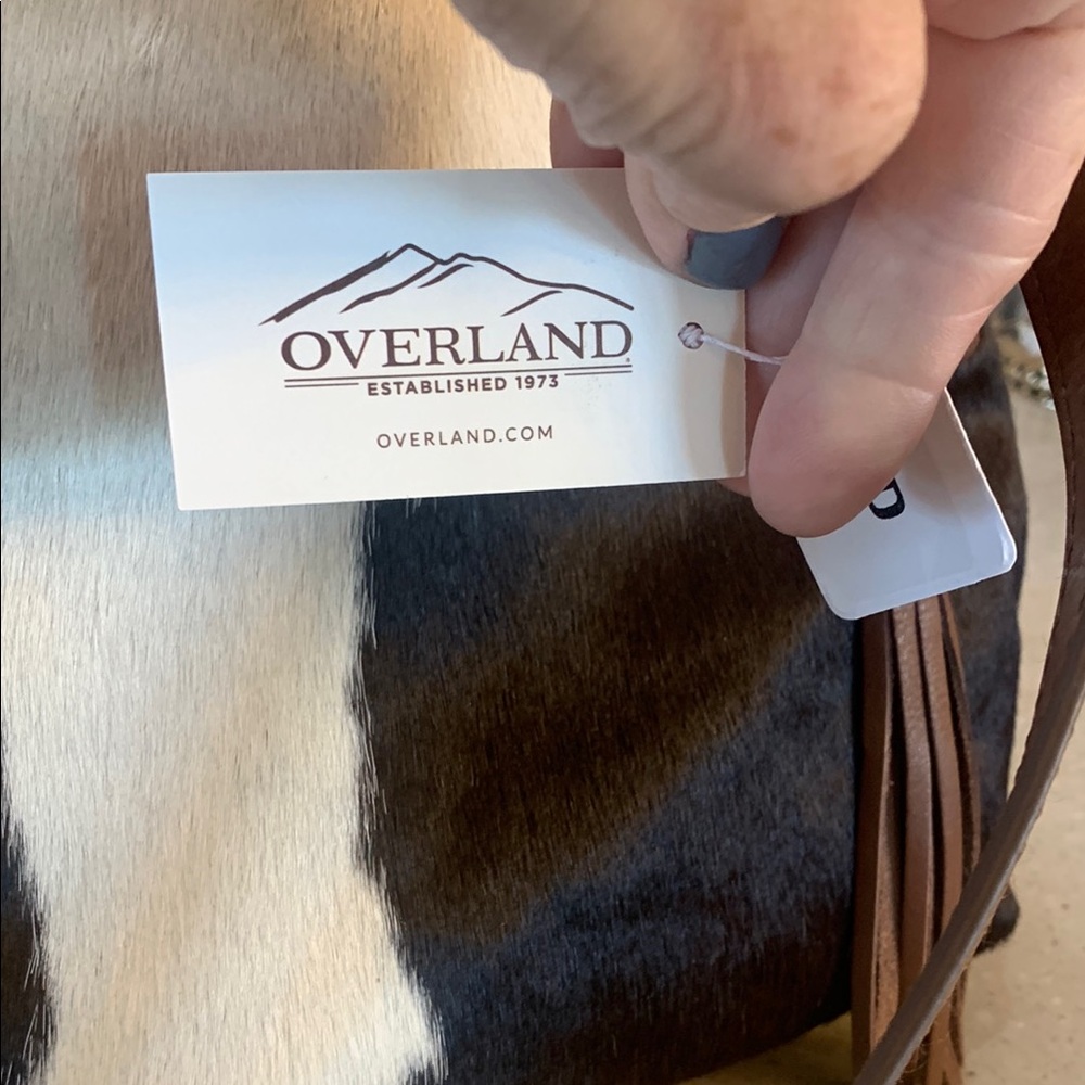 Brown and White Cowhide Shoulder Bag with Leather Trim - Picture 4 of 4